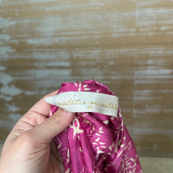 Natalie Martin Haley Dress 100% Silk Pink Floral Tassel Boho Preppy Womens XS - Picture 7 of 8